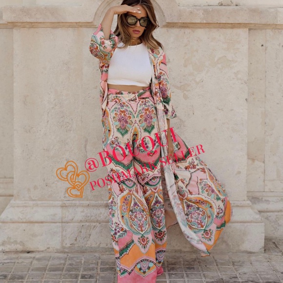 BLOGGERS FAV ZARA MULTICOLORED PRINTED WRAP KIMONO DRESS - Picture 6 of 7